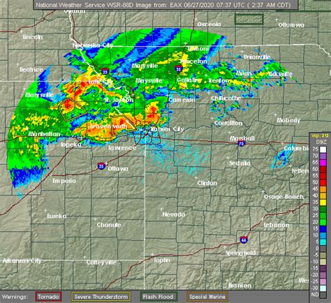 Current and future radar maps for assessing areas of precipitation, type, and intensity. . Kansas doppler radar